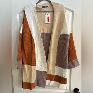 Colorblock Open Front Cardigan